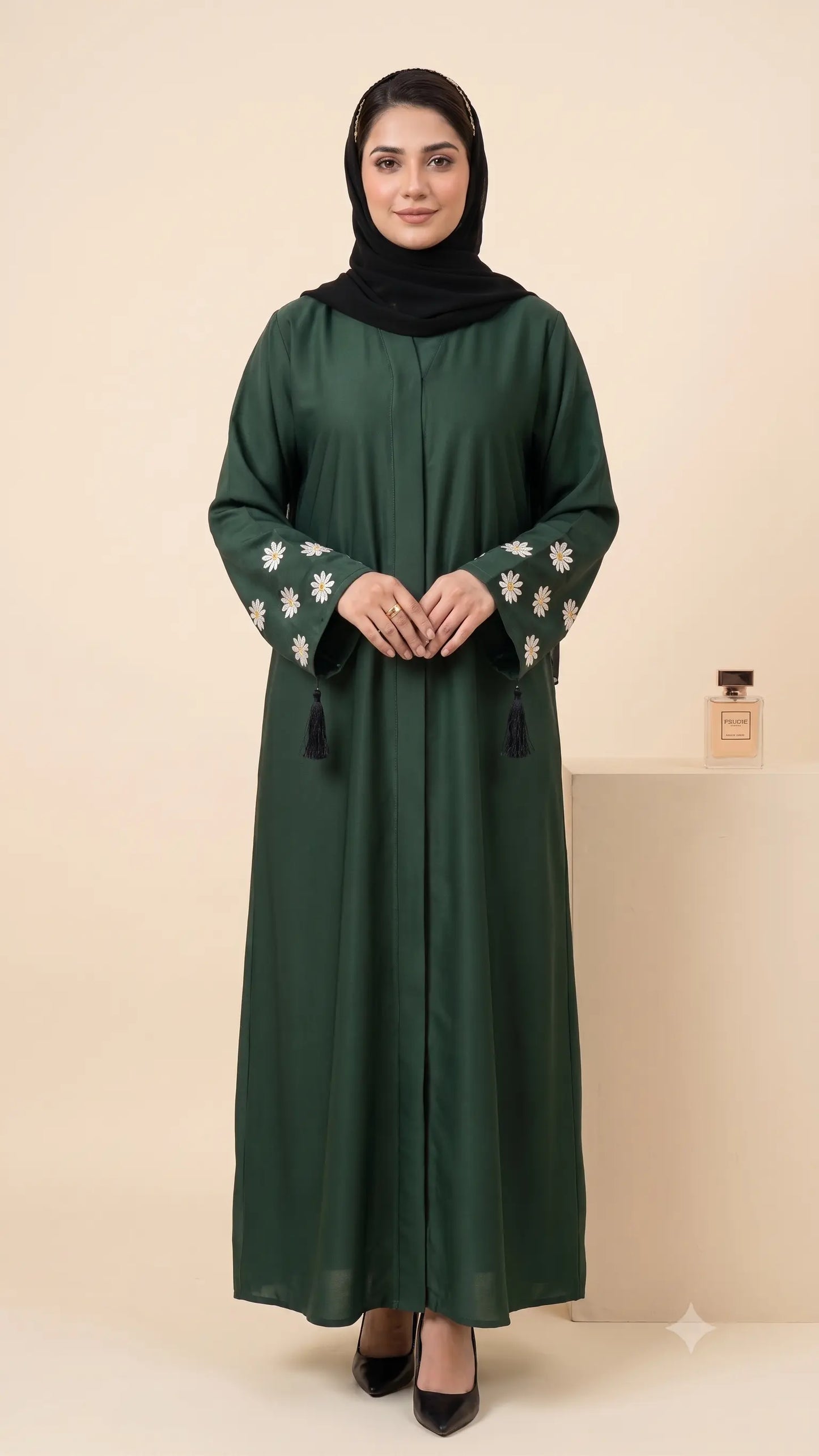 Daisy Drop Abaya - Green