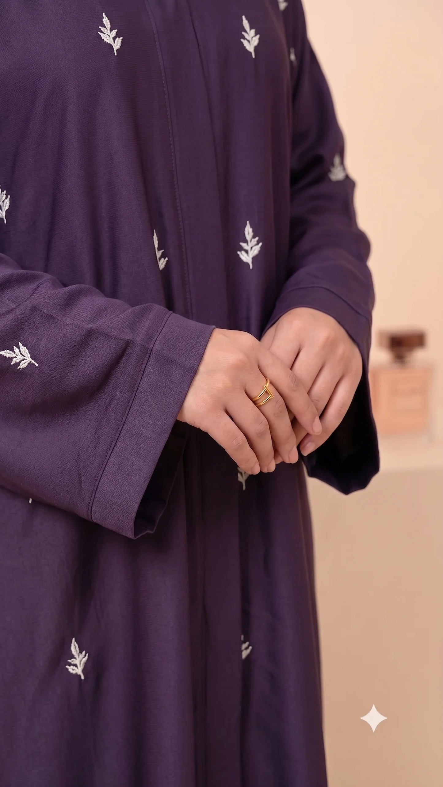 Leaf Drop Abaya - Purple