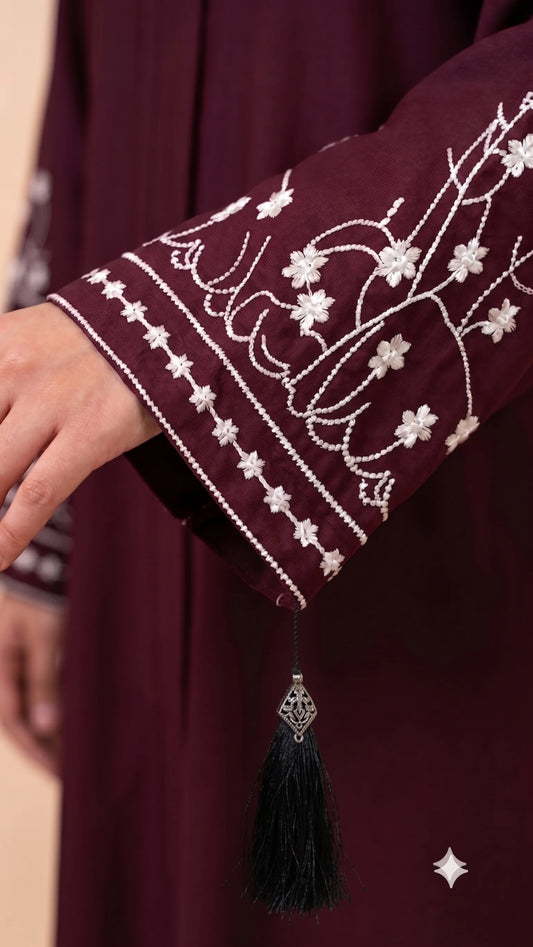 Bloom Heritage Abaya - Maroon