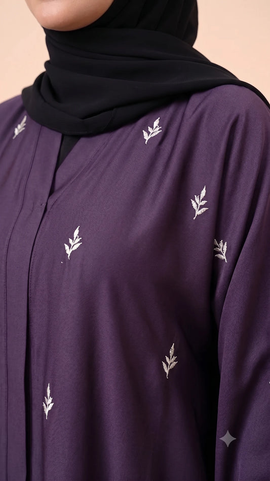 Leaf Drop Abaya - Purple