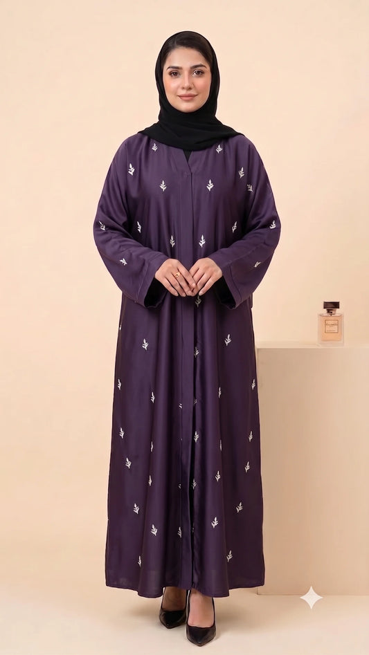 Leaf Drop Abaya - Purple