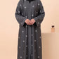 Bow Drop Abaya - Grey