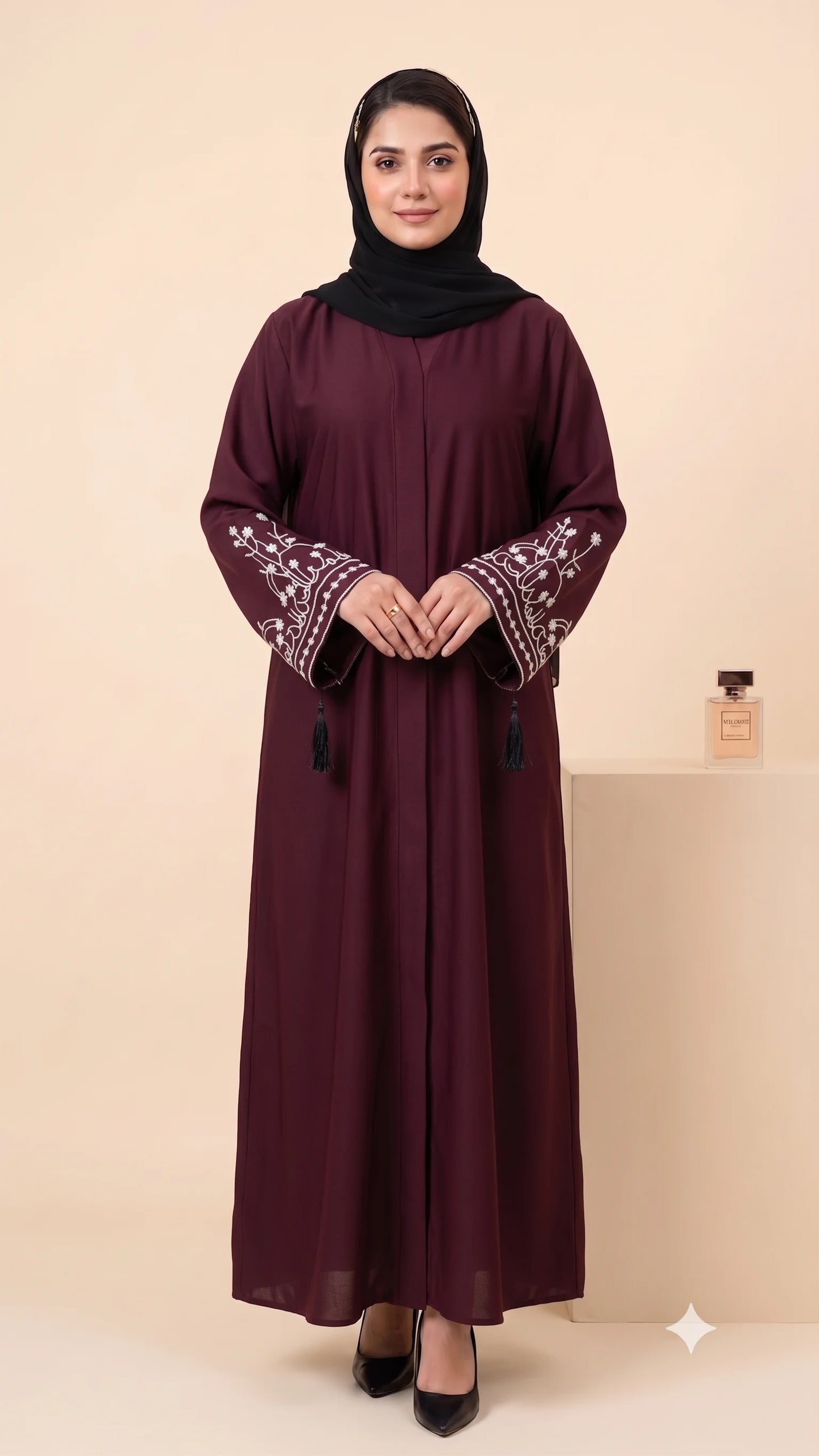 Bloom Heritage Abaya - Maroon